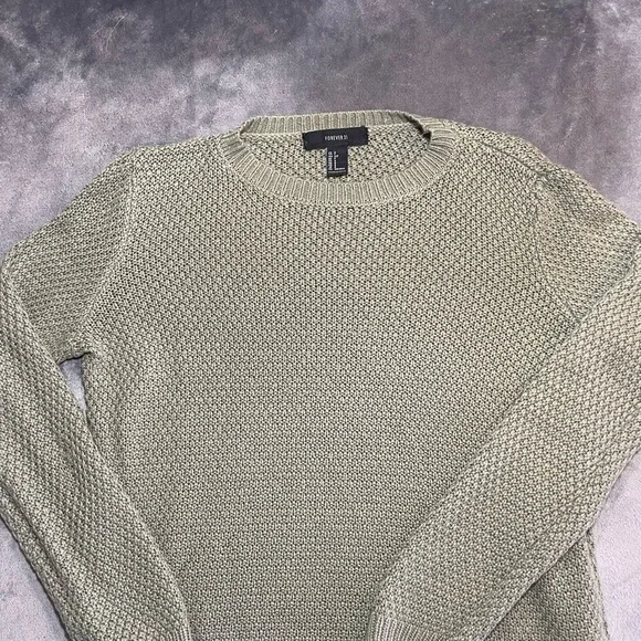 Forever 21 Green Sage Crewneck Sweater with Ribbed Cuffs - Picture 2 of 5